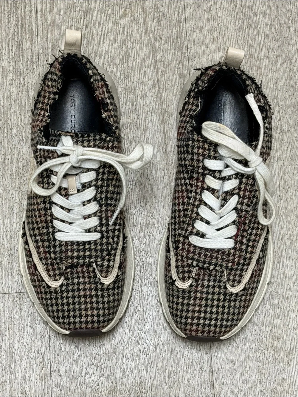 Tory Burch Men's Houndstooth Knit Sneakers - Black/Brown/White